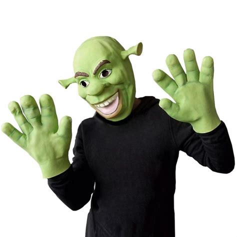 Maska Kostium Shrek Shreka Ogr Ogra Twarz RĘce 5978541778 Oficjalne