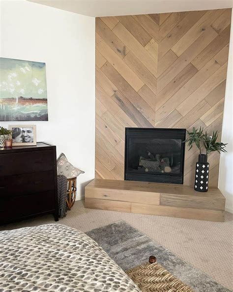 Herringbone Shiplap Accent Wall With Inset Fireplace Soul And Lane