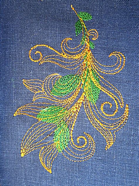 Gold feather free embroidery design