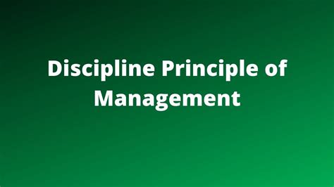 Discipline Principle Of Management Bokastutor