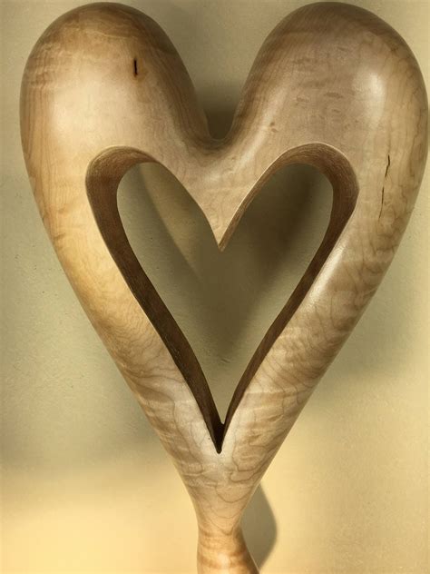 Heart Wooden Heart Standing Art Wood Carving Love Sculpture