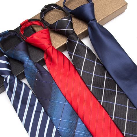 Men Zipper Tie Lazy Ties Fashion 8cm Business Necktie For Man Lazy Tie