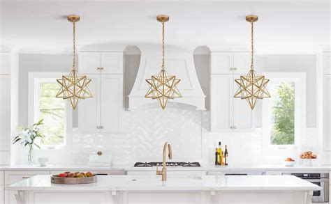 Clear Glass Brass Moravian Star Pendant Light 15 In Claxy