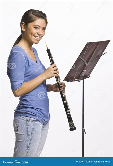 Teenage Girl Playing Clarinet Stock Image Image Of Latin Clarinet