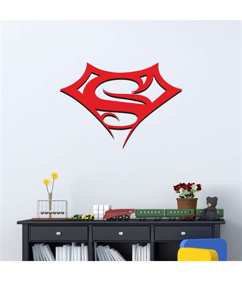 Creatick Studio Superman Logo Pvc Vinyl Red Wall Sticker Pack Of 1