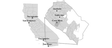 Popular cities in orange county. Map of California with major cities labeled and an inset map of Orange... | Download Scientific ...