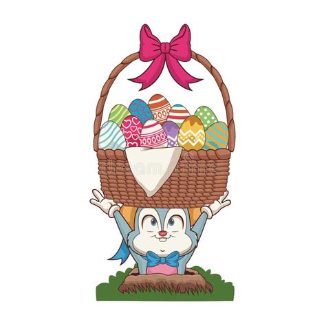 Rabbit With Easter Eggs In Basket Stock Vector Illustration Of Season