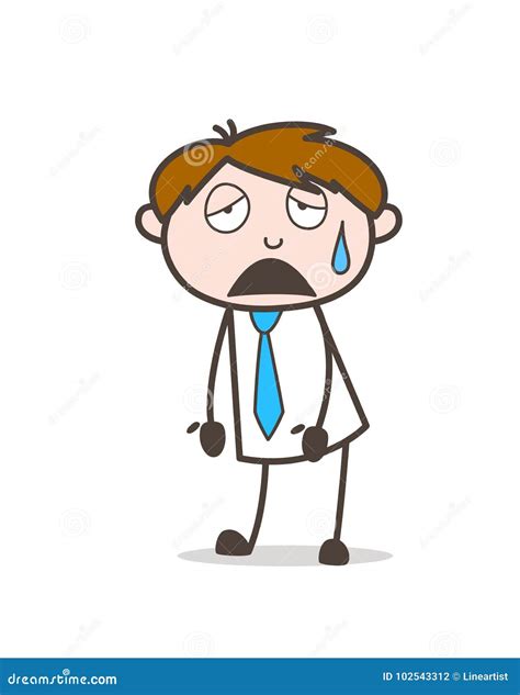 Tired Office Employee Character Vector Stock Illustration