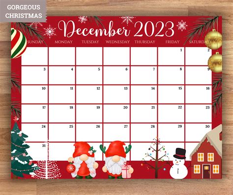 Editable Gnome Monthly Calendar 2023 12 Beautiful Fillable Etsy