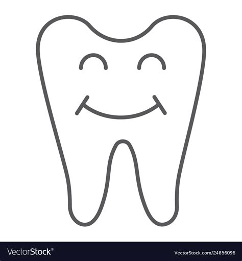 Happy Tooth Thin Line Icon Teeth And Dentistry Vector Image