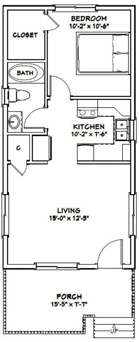 16x32 House 1 Bedroom 1 Bath 511 Sq Ft Pdf Floor Plan