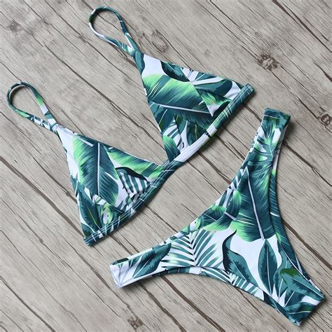 Bikinis 2017 Sexy Swimwear Women Low Waist Bikini Set Push Up Swimsuit Beach Bathing Suit Halter