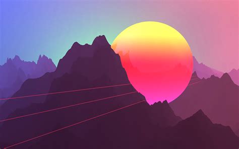 Neon Sunset Mountains 4k Wallpapers Hd Wallpapers Id 22874