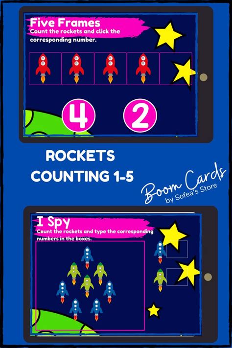 Rocket Math Boom Cards Counting 1 5 Counting Activities Preschool