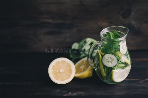 Detox Drink Infused Water Cucumber Lemonade Stock Photo Image Of