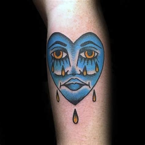 50 Crying Heart Tattoo Designs For Men Cool Ink Ideas Tattoo