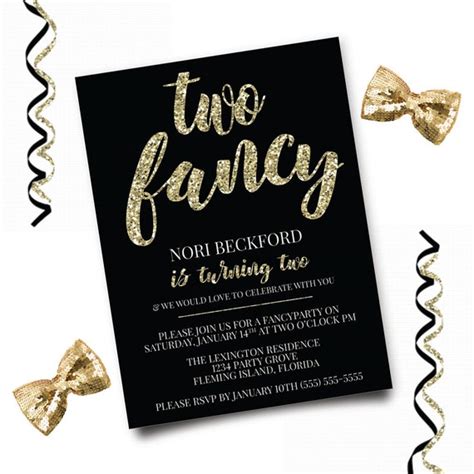 Two Fancy Birthday Invitation Glitter Birthday Invitation