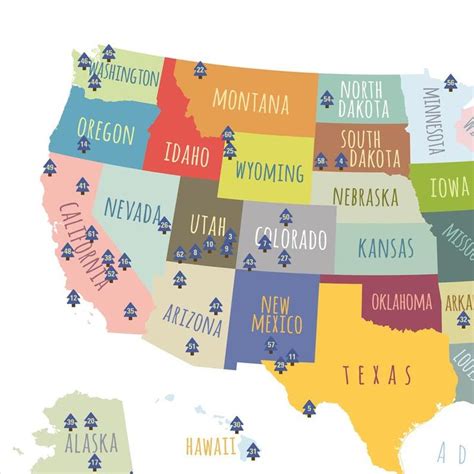 63 National Parks Map Usa Printable Adventure Awaits Us Etsy Us