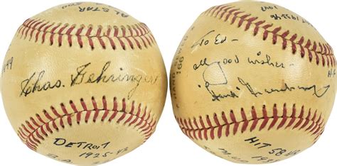 1940s Hank Greenberg And Charlie Gehringer Single Signed Stat Balls Psa