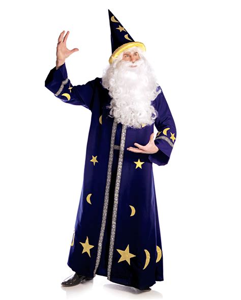 Wizard Men Costume Blue Mage Disguise Horror