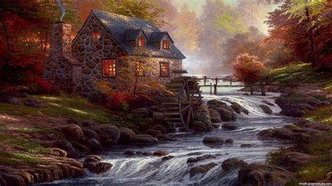 Thomas Kinkade Autumn Desktop Wallpapers Top Free Thomas Kinkade