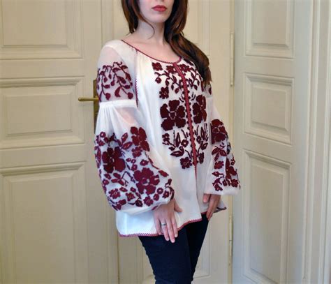 beautiful boho style tulle folk style flower blouse ukrainian etsy embroidery fashion folk