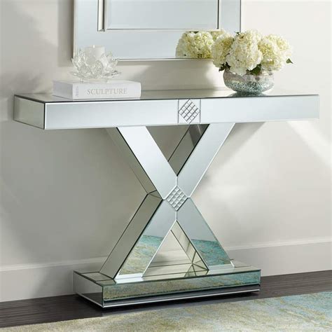 Medina 46 12 Wide Mosaic X Frame Mirrored Console Table