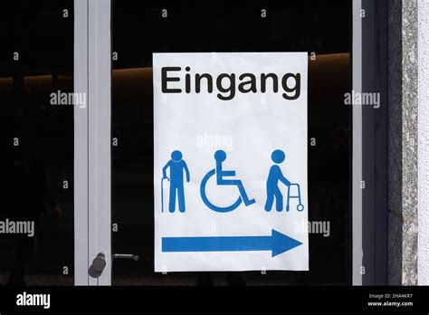 Schild An Der Glastür Mit Der Aufschrift Eingang Deutschland Eingang