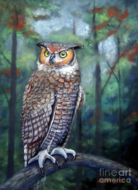 Great Horned Owl Pastel By Lora Duguay Fine Art America