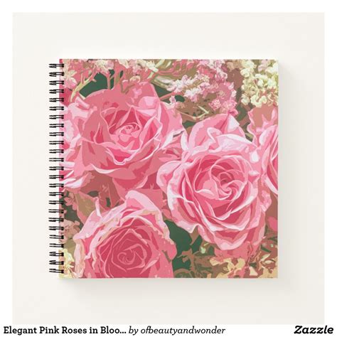 Elegant Pink Roses In Bloom Notebook Pink Roses Pink