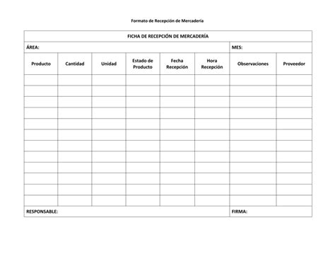 Formato De Recepción De Mercadería