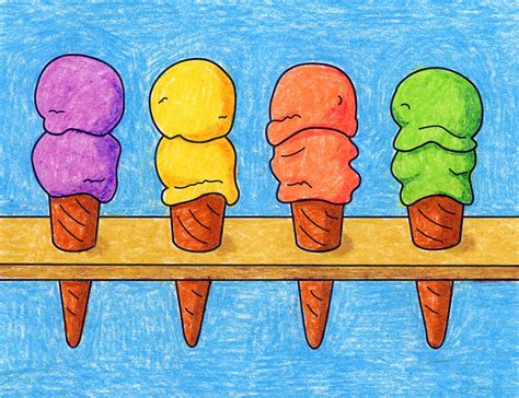 Simple Draw Ice Cream Cones Like Wayne Thiebaud Tutorial Artshow24