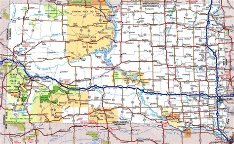 South Dakota Sd Road And Highway Map Free And Printable