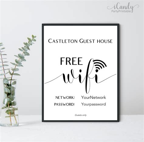 Wifi Password Sign Printable Editable Wifi Sign Template X Etsy My