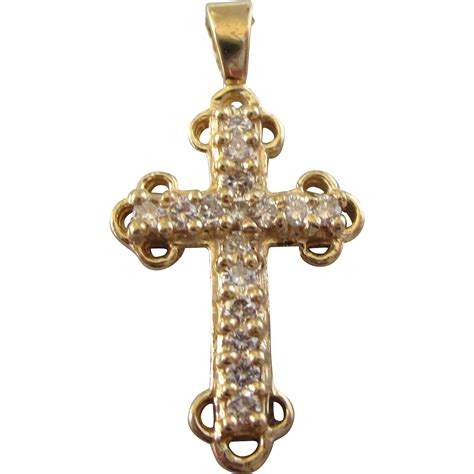 Estate 14k Gold Diamond Ornate Cross Pendant From Delmartwo On Ruby Lane