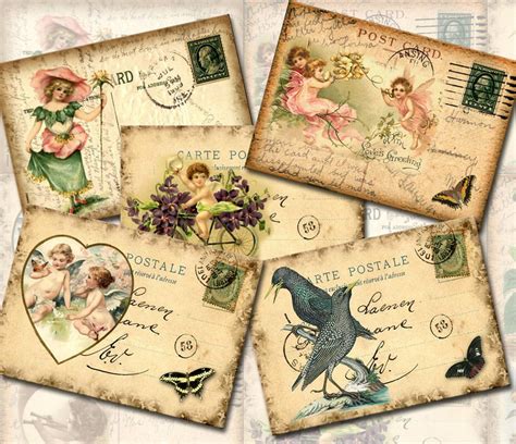 9 Whimsical Antique Postcard Images Printable  Digital Etsy
