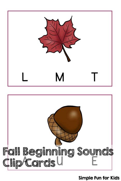 Fall Beginning Sounds Clip Cards Simple Fun For Kids