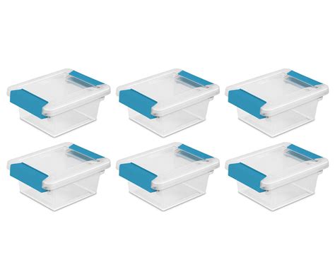 Sterilite Plastic Mini Clip Storage Box Container With Latching Lid 6 Pack