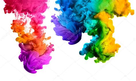 Colorful Ink In Water Rainbow Of Colors Color Explosion Stock Photo