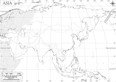 Mapa de Asia Político Regiones Relieve para Colorear Imágenes Totales