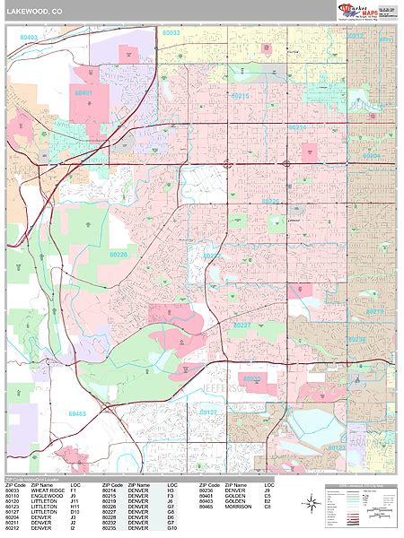 Amazon Working Maps Zip Code Wall Map Of Lakewood Co Zip Code Map