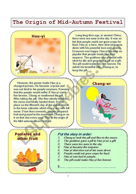 Mid Autumn Festival Esl Worksheet By Fayefaye