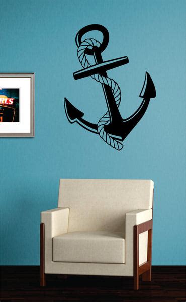 Anchor With Rope Nautical Ocean Beach Decal Sticker Wall Vinyl Art Dec