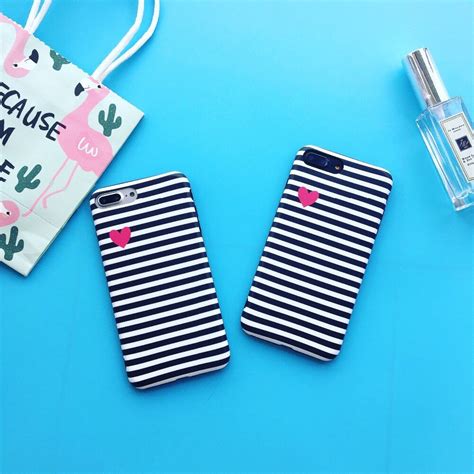 For Iphone 6s Case New Fashion Luxury Stripe Loving Heart Soft Silicone