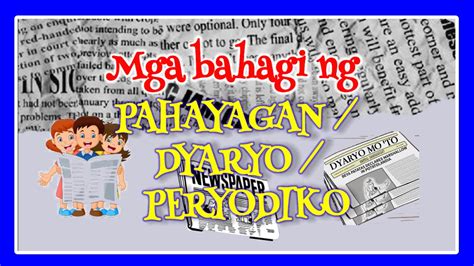 Mga Bahagi Ng Pahayagan Dyaryo O Peryodiko Parts Of Newspaper Youtube