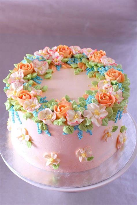 spring cake with buttercream flowers decorated cake cakesdecor