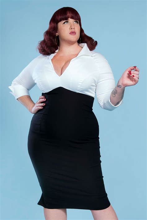 Pinup Couture Plus Size Vintage Lauren Dress In White And Black Pinup