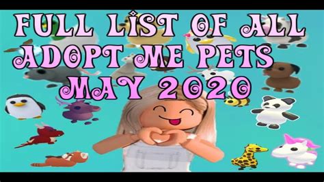 Be careful when entering in these codes, because they need to be spelled exactly as they are here, feel free to copy and paste. FULL LIST OF ALL ADOPT ME PETS MAY 2020 in 2020 | Adoption ...