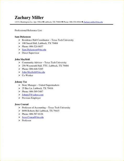 Professional References Template Word Academic