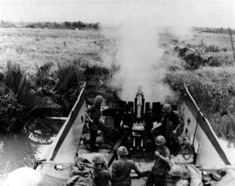 105mm Howitzer Mounted On A Barge Vietnam War Vietnam